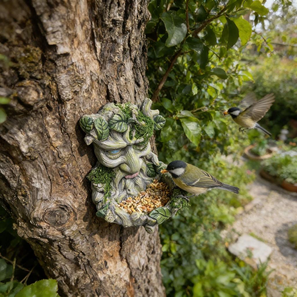 V-Baumdämon-Form Vogelhäuschen, Harz-Außen-Gartenanhänger, Gartengestaltung Dekoration