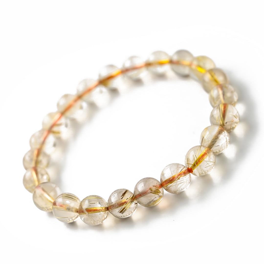 

Jewelry Town Shosenkyo Rutilated Quartz 16cm Inner Power Stone for Good and Work [Eigado] Bracelet, 8.5mm Beads, Diameter, Fortune, Money, золотий
