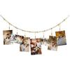 Wall Hanging Photo String with Clips, Office Cubicle Decor, Art Display for Kids Artwork, Boho Wooden Bead Garland Picture String with Clips, Kids