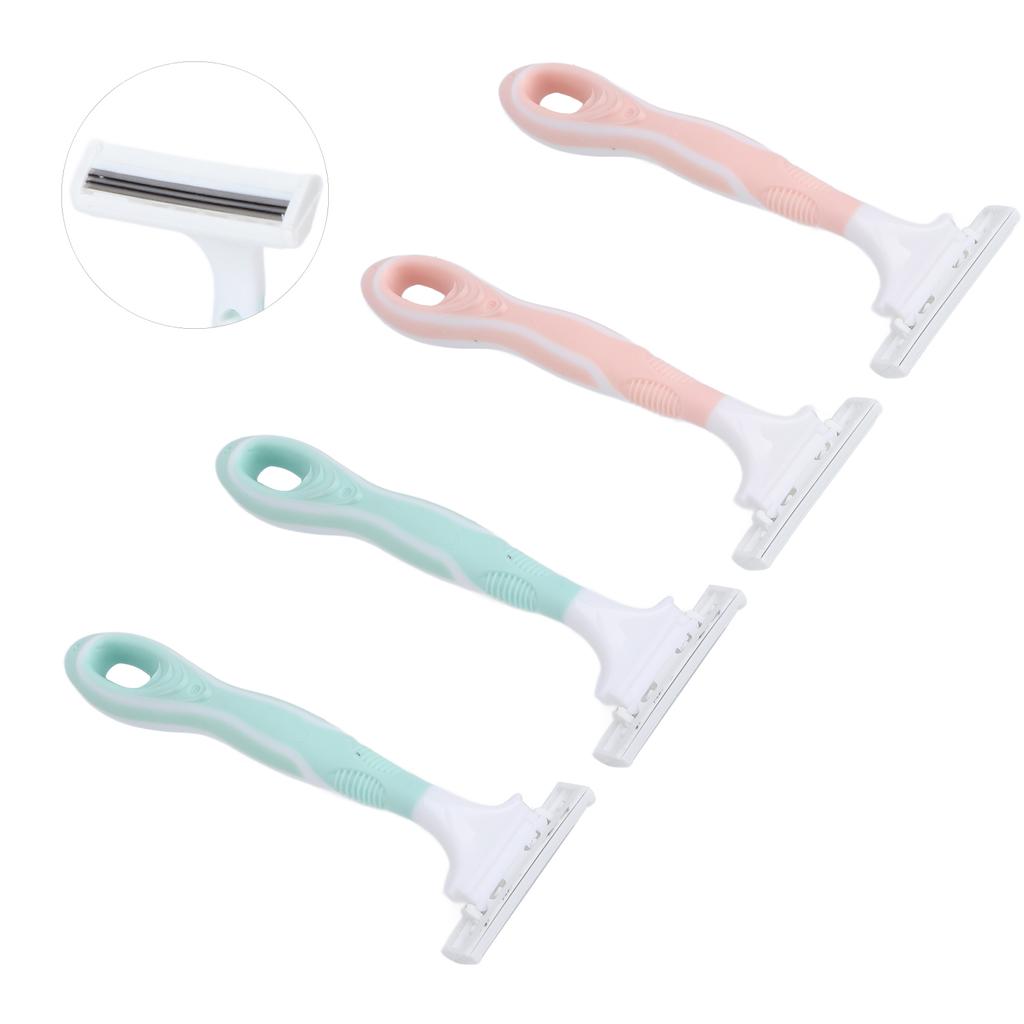 Paquete de 4 maquinillas de afeitar para mujer de 3 hojas, portátiles, ligeras, antideslizantes, para depilación femenina
