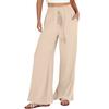 Women's Casual Fashion Colour Cotton Linen Casual Pants Wide Leg Trousers Sweatpants With Pockets