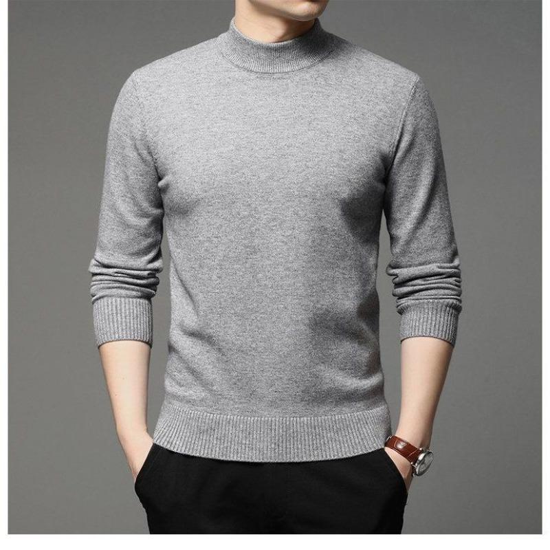

Мужской свитер Осень Зима Полуводолазка Пуловер Свитер Однотонный Универсальный Высокий Круглый Вырез Яркий Цвет Базовая Рубашка M серый