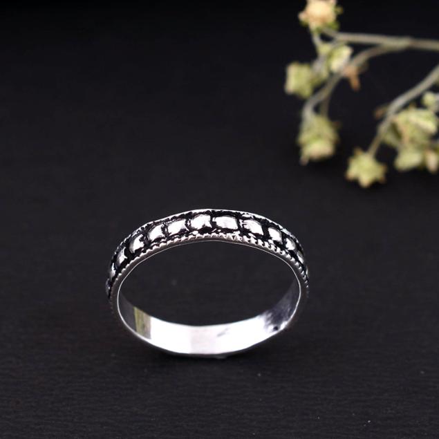 Handmade Oxidized Silver Arthritis Ring Adjustable Double Band Criss Cross Pattern Boho Tribal Jewelry Gift for Women & Men