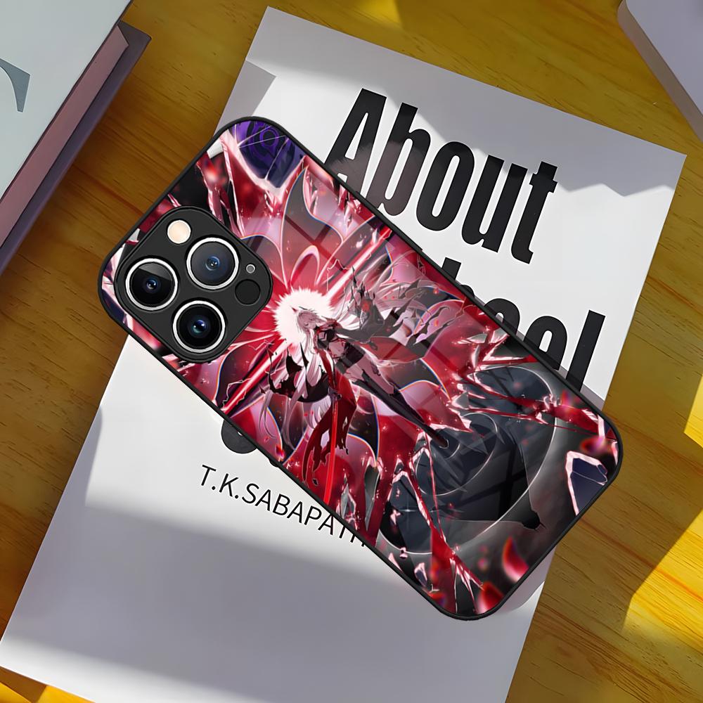 Games Genshin Impact Phone Case Tempered Glass Back Cover for iPhone 15 Pro Max 14 Pro 12 11 13 Mini X XR XS 8 7 Plus SE