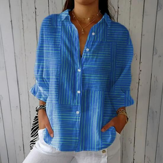 Women Shirt Lapel Long Sleeve Buttons Placket Shirt Tops Flower Pattern Regular Fit Casual Shirt Work Daily Life Parties Shirt