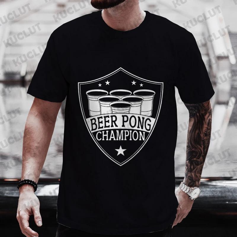 Men's T-shirts Beer Pong Graphic T Shirt Beer DAY Streetwear Drinking Party Tops Short Sleeve Tee Y2k Oversized Clothes