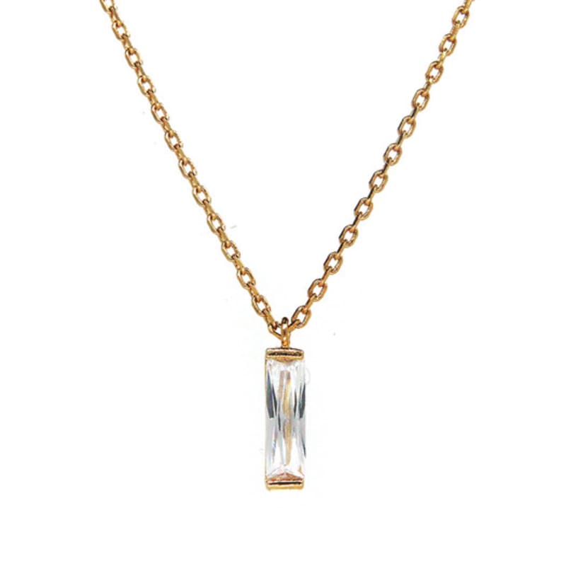 Shertz Square Crystal Pendant Necklace (14k)