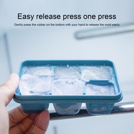 1 Set Ice Tray Mold with Lid 6 Grids DIY Making Ice Cube Tray Box Silicone Mold Kitchen Tools