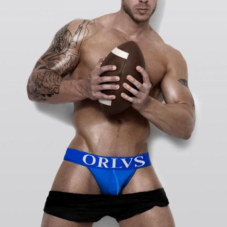 ORLVS Men's Low-Rise Breathable Cotton Thong, Double Thong Design, OR131