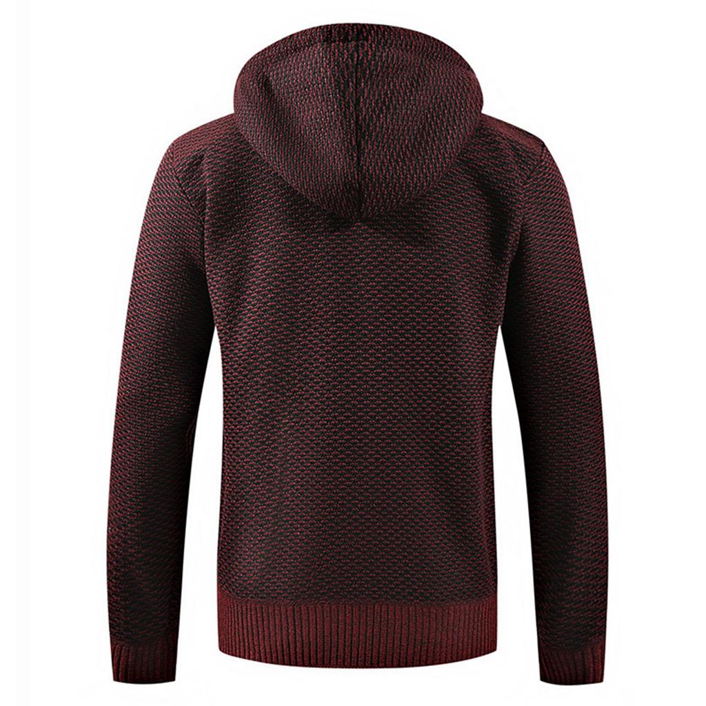 Men's Plush And Thick Solid Color Sweater Men's Clothing Jacket Hooded Cardigan