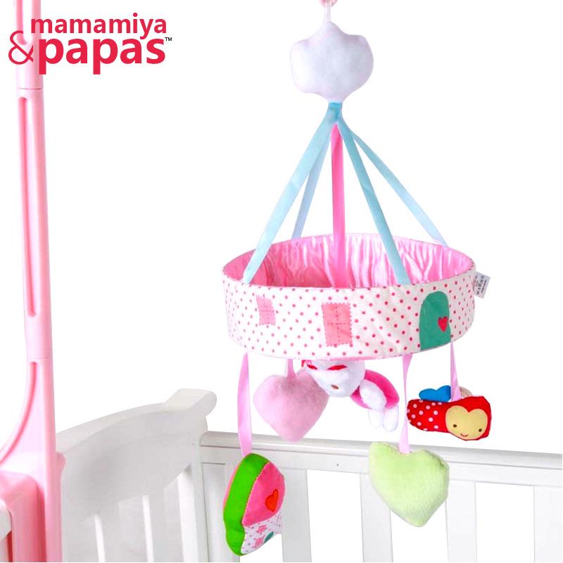 Five-pointed Star Plush Music Mobile with Rotating Rabbit and Bear for Crib