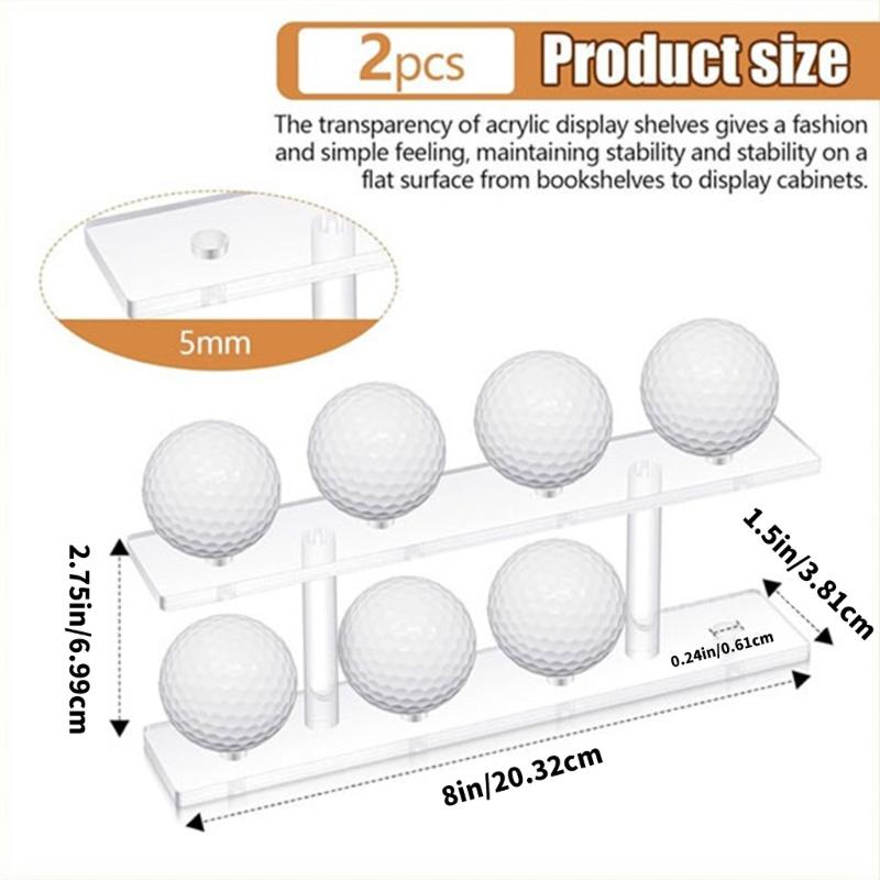 2 Stück Acryl Golfball-Displayständer für 8 Bälle, doppelstöckiger Golfball-Aufbewahrungsständer mit Rillen für Zuhause, Büro