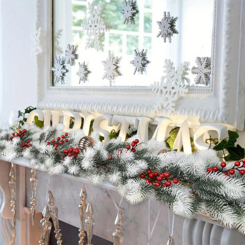 6Ft Artificial Christmas Pine Garland Decor, Non-Electric Winter Holiday Greenery for Mantel Fireplace Table Centerpiece