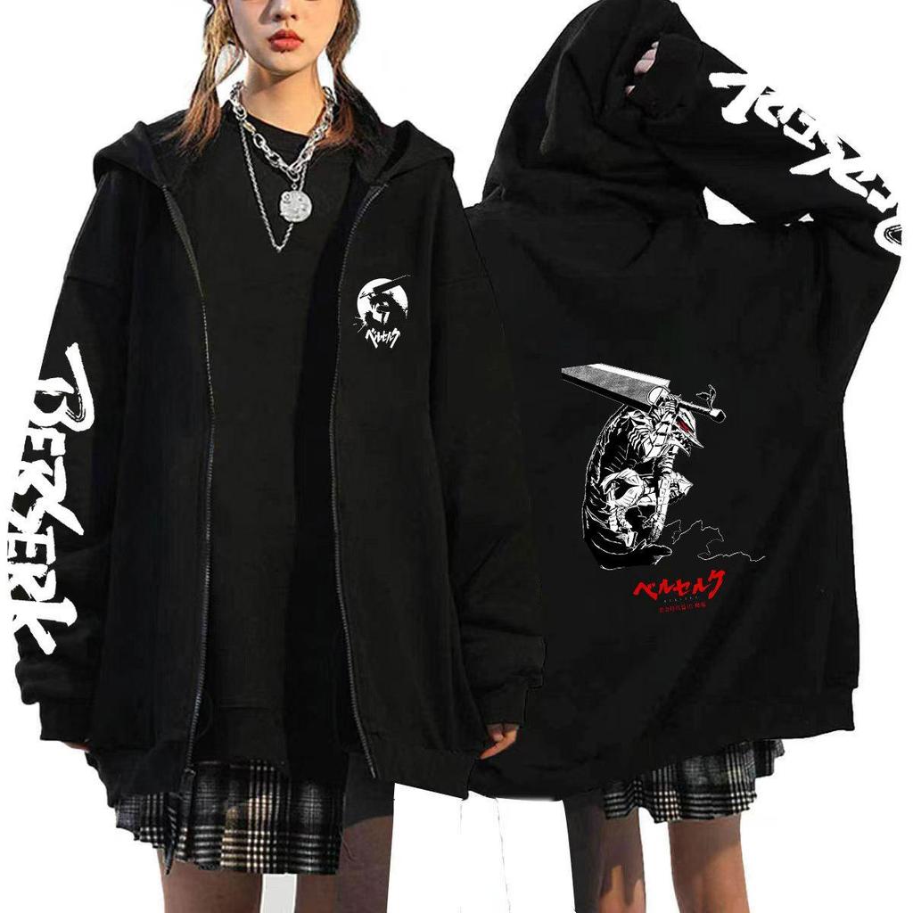 Berserk Japonské Anime Mikiny s Kapucí na Zip Dámské Pánské Mikina Harajuku Kreslené Bundy Unisex Kabáty Topy Hip Hop Mikina Streetwear