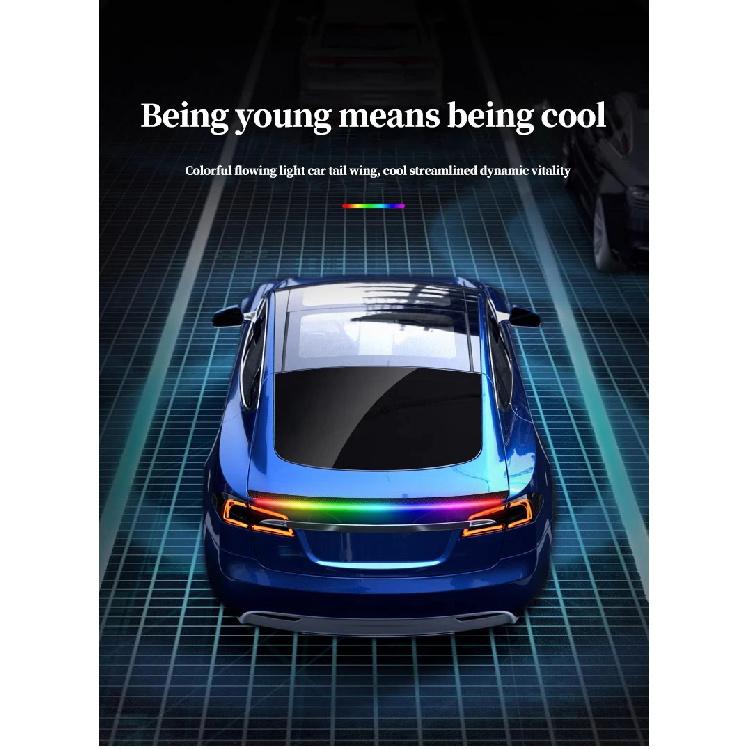 New Car Carbon Fiber Tail Light Modified Trunk Tail Light, Turn Signal Brake Light, Universal LED Iridescent Flow Light