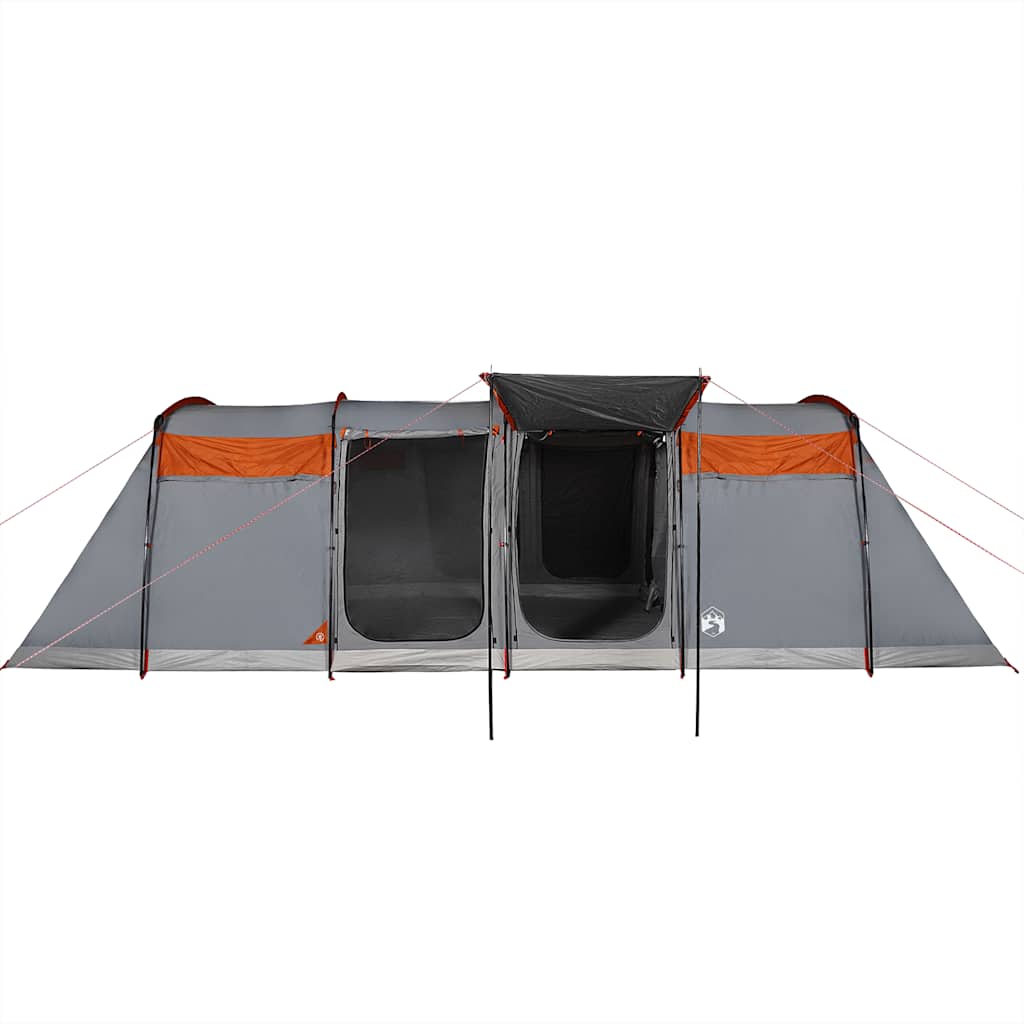 Tunnel Family Tent for 10 Persons Grey and Orange Waterproof