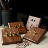 86Mm Wooden Light Switch Panel Black Walnut with Brass Toggle Lever Wall Lamp Switch for Home Lighting Control