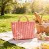 Striped Tote Bag, Lightweight Commuting, Large Capacity Portable Handbag