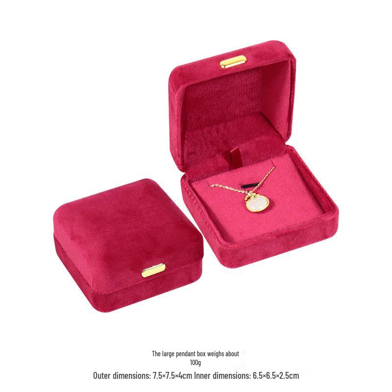 Caixa de Joias de Veludo com Fivela Dourada e Cantos Arredondados para Anéis, Colares e Pulseiras