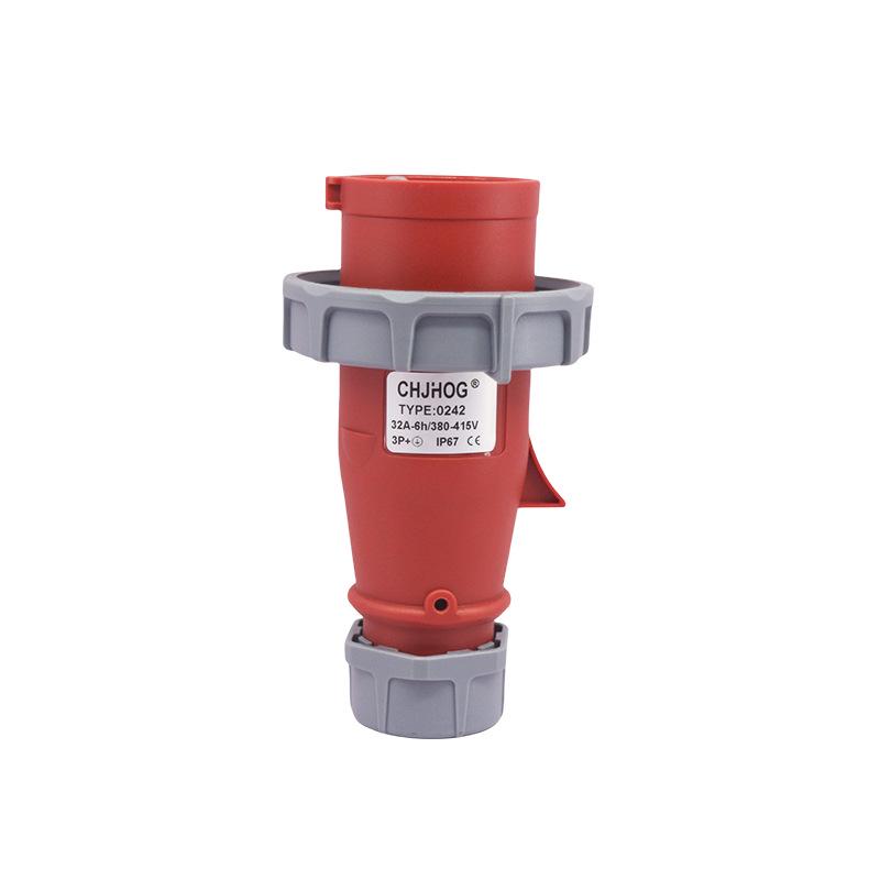 IP67 Waterproof 4-Pin 32A Industrial Plug Socket, Surface/Flush Mount Aviation Connector JH0242
