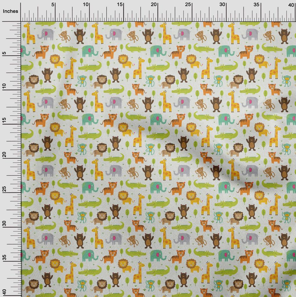 oneOone Cotton Flex Brown2 Fabric Animals Diy Clothing Quilting Fabric Print Fabric By Yard 40 Inch