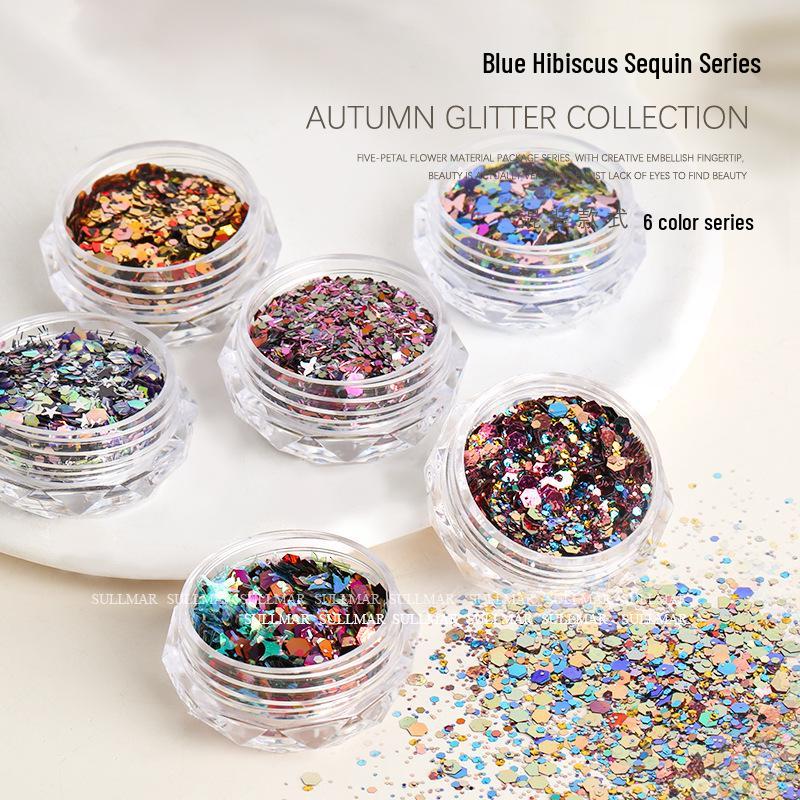 Sweet Style Nail Art: Mixed Glitter & Sequins Set - Coarse & Fine Irregular Shapes