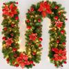Outdoor Christmas Decoration Red Flower Decoration 270cm 9 Ft 2.7m Christmas Garland Plastic Christmas Decoration