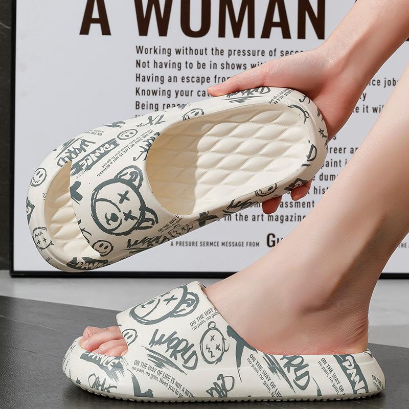 EVA Slippers Outdoor Wear Indoor Home Bathroom Non-slip Household Printing Thick Bottom Sports Cool Slippers