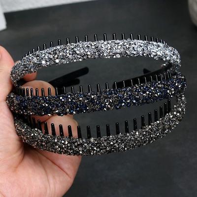 Fashion Plastic Rhinestone Headband Make Up with Toothed Hairband Face Wash Korean Style Diamond Hair Hoop Female