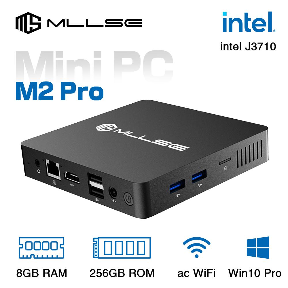 MLLSE M2 Pro Mini PC CPU Intel Celeron J3710 8G RAM 256G ROM compatible+VGA USB3.0 Win10Pro Desktop Portable WiFi BT 4.2