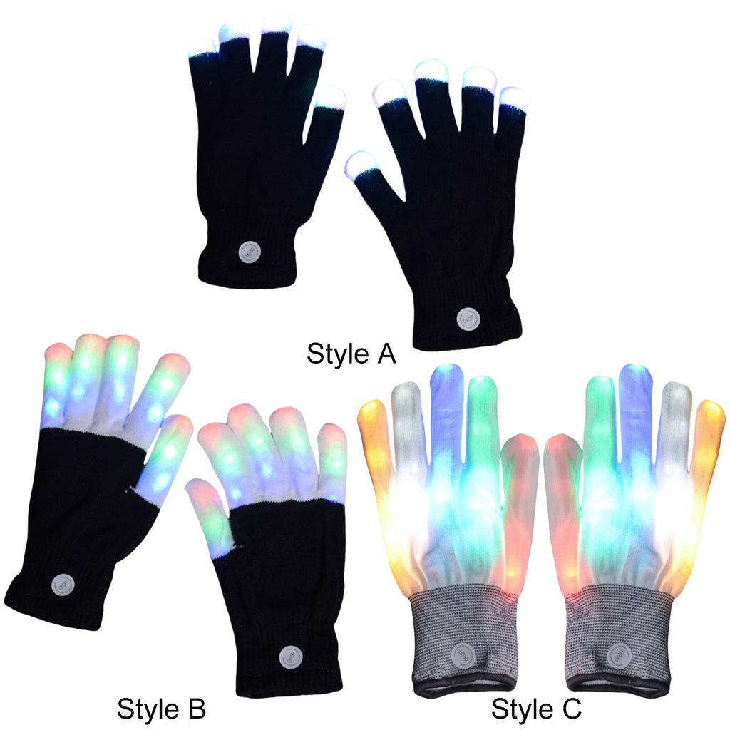 7 Colors Light Show LED Gloves Rave Light Finger Lighting Flashing Glow Mittens for Birthday Festival Glow Party Supplies