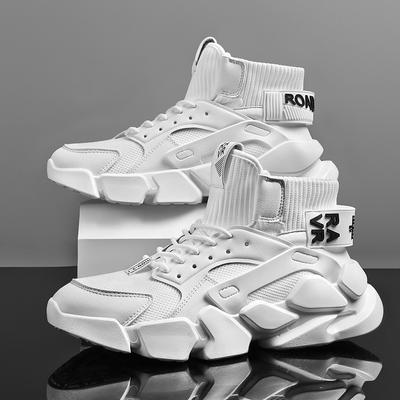 Fashion Men's High Top Fashion Sneakers Platform Comfortable Man Casual Shoes Outdoor Non-slip Breathable Mesh Male Sneaker Chunky Shoes