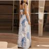 Strapless Suspender Sexy Maxi Dress Women Lace Backless Large Hem Fashion Printed Long Dresses Holiday Robe