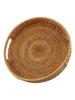 Farmhouse Rattan Woven Tray Hand-Woven Tray Versatile Functionality Built-in Handles Convenient Storage Solution