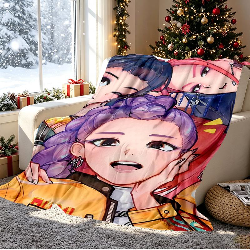 KPop Dämonenjäger Muster Decke für Heimdekoration, Bett, Sofa, Auto Reisen, Camping, Geeignet für Alle Jahreszeiten, Geburtstags-Weihnachtsgeschenk