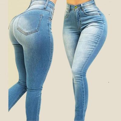 Damen-Denim-Jeans mit hoher Taille, Stretch, dünne Bleistifthose, Damen, schlanke, formende Jeans in Übergröße