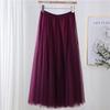 Qooth Women's Slim Skirt Mid Length Gauze Skirt Summer Simple Casual Skirt Fashion Full Dance Skirt QT2588