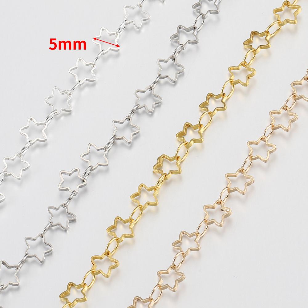 No Fade 1Meter Star Chain Gold Color Chain 5mm Hollow Out Metal Copper Chains for Necklace Jewelry Making Components DIY