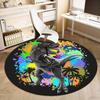1pc Home Office Outdoor Round Carpet Gift Dinosaur Colorful Splash Art Design Rug Mat Non-Slip Area Rug for Living RoomRC2725
