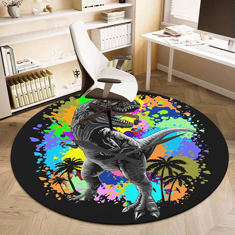 1pc Home Office Outdoor Round Carpet Gift Dinosaur Colorful Splash Art Design Rug Mat Non-Slip Area Rug for Living RoomRC2725