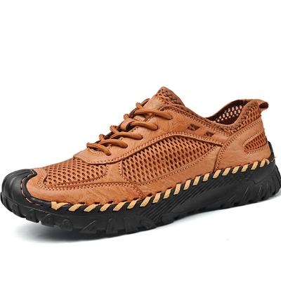 Summer Men's Casual Shoes Mesh Outdoor Sneakers Men's Genuine Leather Mesh Retro Casual Beach Sandals