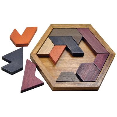 Puzzle en bois hexagonal Tetris, jeu pour enfants, éducation, développement du cerveau, caoutchouc, bois, jouet de bricolage