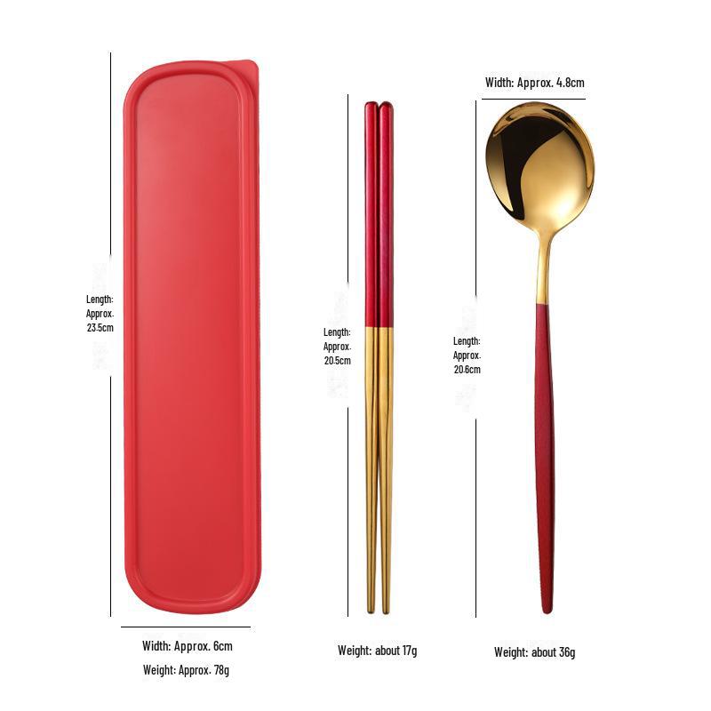 Stainless Steel Portable Tableware Set: Chopsticks, Spoon, Fork - Customizable Student/Outdoor Gift with Logo.