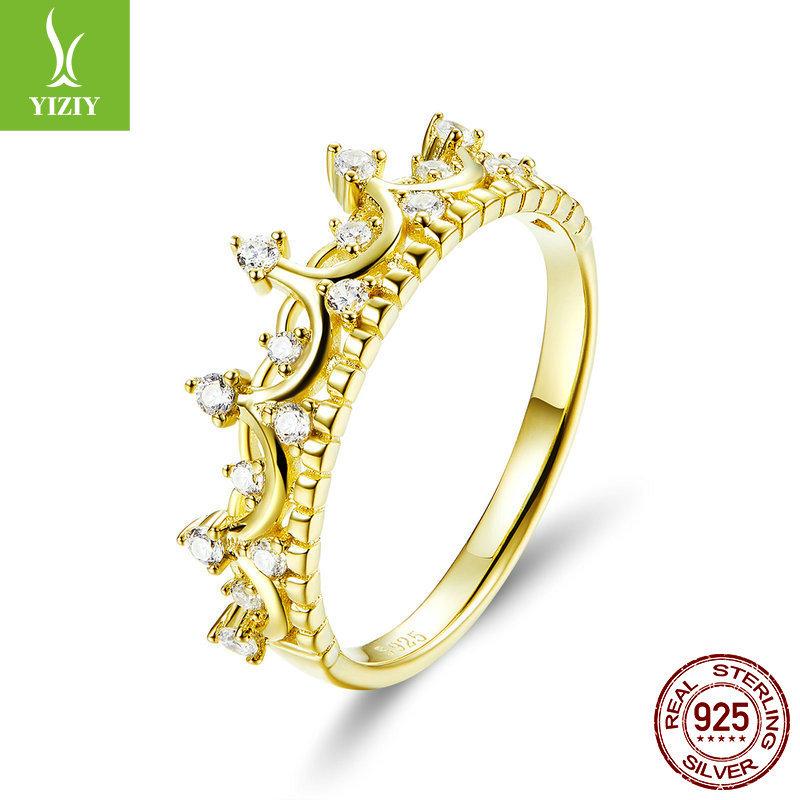 Queen'S Laurel 925 Sterling Silver Ring Women'S Real Gold Plated Fashion Jewelry Ring Scr493