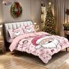 3Pcs Pink Santa Claus Printed Coreless Down Duvet Cover In Multiple Sizes Soft Bedroom Bedding Decoration Machine Washable