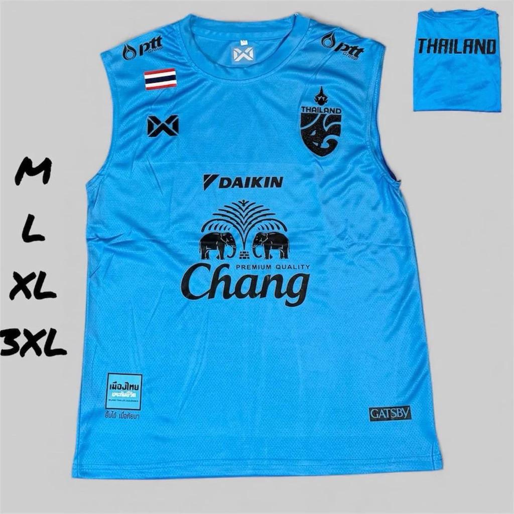 THAILAND National Football Soccer Print JERSEY Tank Top Vest Sleeveless Quick Dry Shirt Round Neck Polyester Uniform Elephant Logo Sport Outdoor