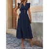 Elegant Ruffled Sleeve Waist Cinched A-line Dress Solid Color Summer Sleeveless Party Dress Fashion Summer Sweet Solid Color Casual Sweet Clothing