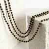 Vintage Black Agate Beaded Necklace For Women Stainless Steel OT Buckle Necklaces Elegant Woman Jewelry