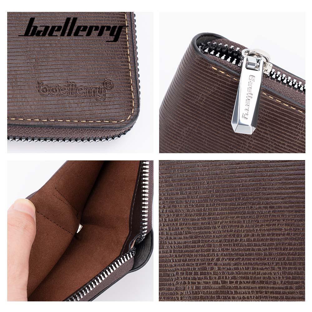 Baellerry European and American Style Men's Billfold Short RFID Wallet Fashion Zipper Coin Purse Pu Leather Card Holder