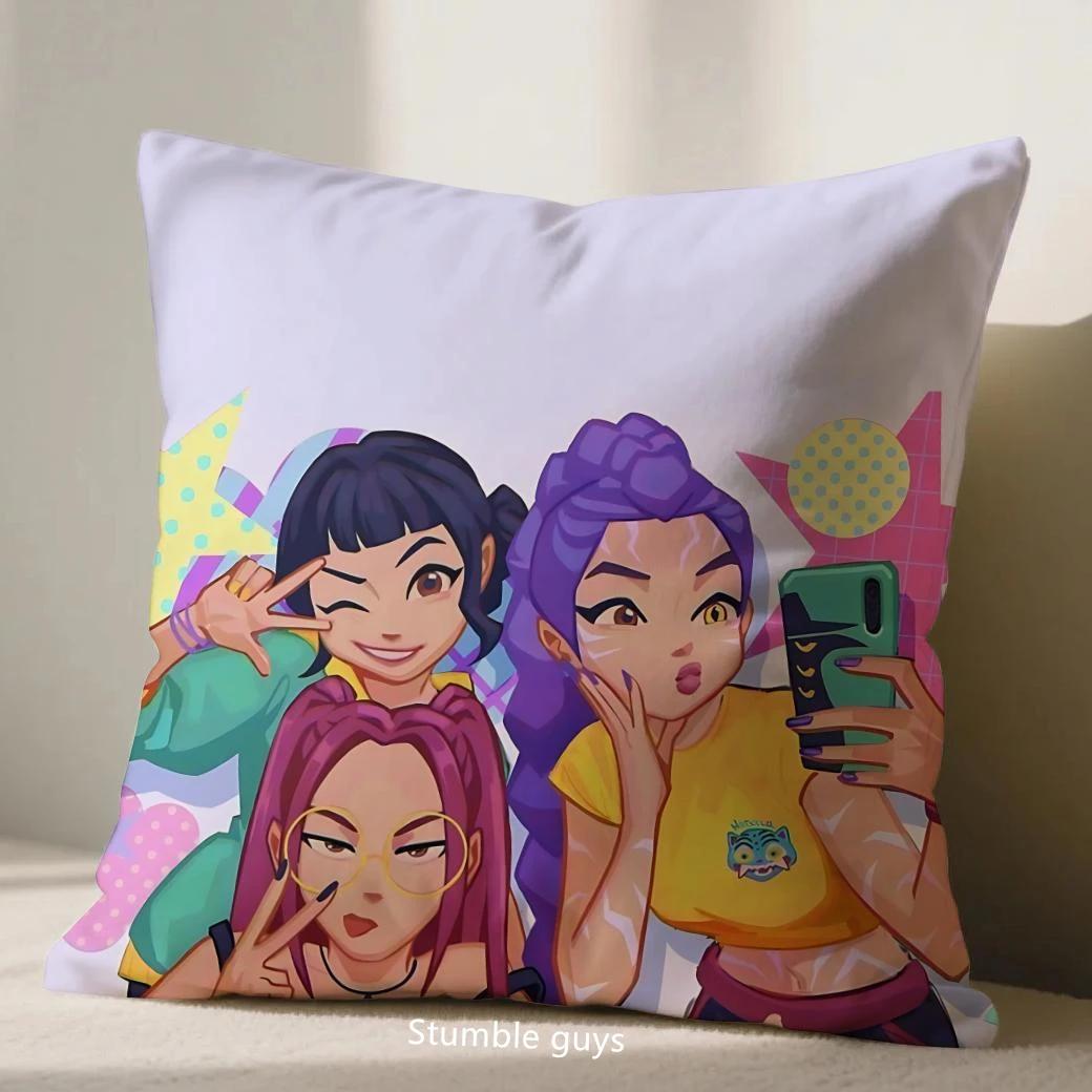 

Anime 45X45cm Sofa Pillowcase Kpop Demon Hunters Cushion Cover Cozy Touch For Kpop Fans Daily Use 18x18Inch